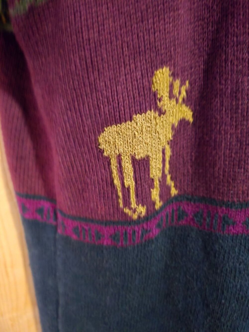 Colorful Birds & Moose Patterned Long Knit Sweater Cardigan ski warm winter - Picture 4 of 15